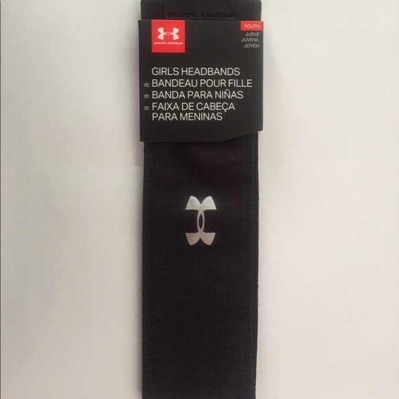 NEW! Under Armour girls boys youth 2.0 Headband black head band elastic - Picture 2 of 4